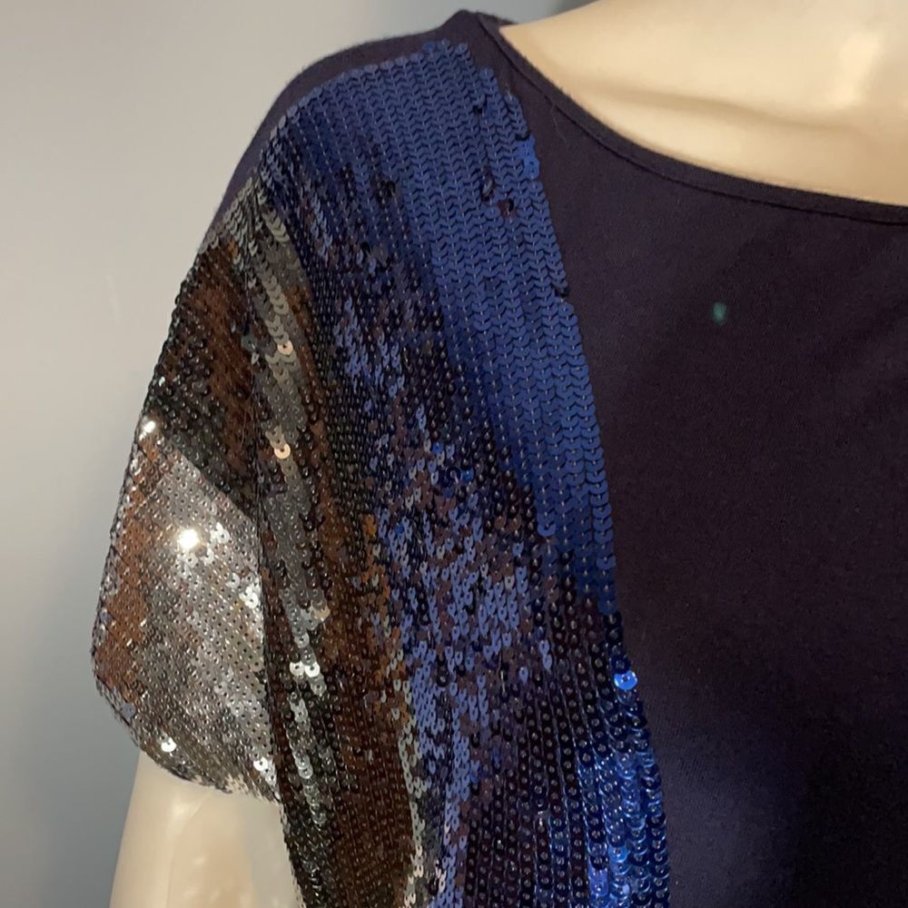 Twenty One Dark Blue Sequin Top Short Sleeve
